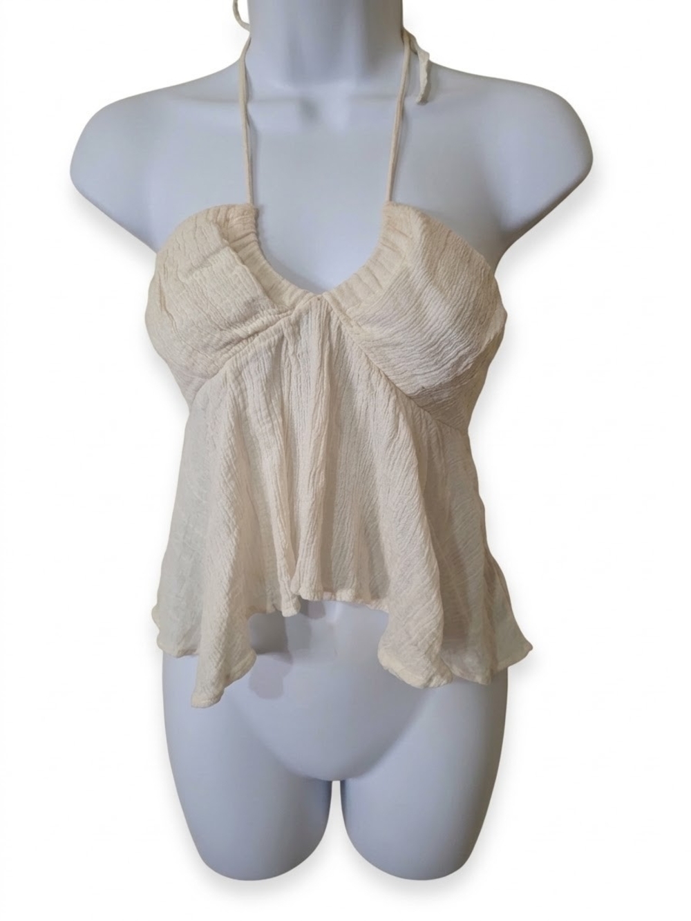 Princess Polly Cream Halter Ruffle Camisole